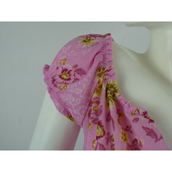Vintage Medium Top Y2K Preppy Floral Pink Hyper Feminine Dainty Preppy Coquette - Picture 5 of 9